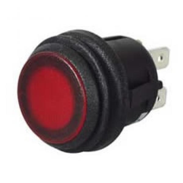 Druckschalter  Ein/Aus , rote LED, 12/24 Volt, 1 Stk.